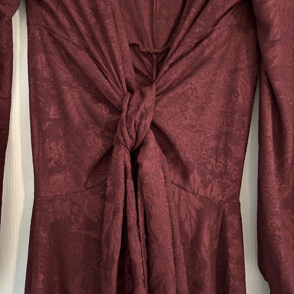 Zara Deep Burgundy Jacquard Midi Dress – Size S - Picture 4 of 6
